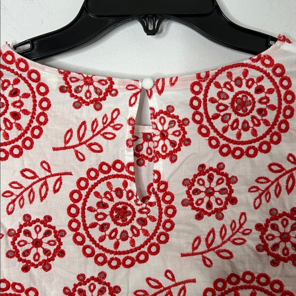 Boden Embroidered Red Eyelet Blouse - Picture 7 of 8